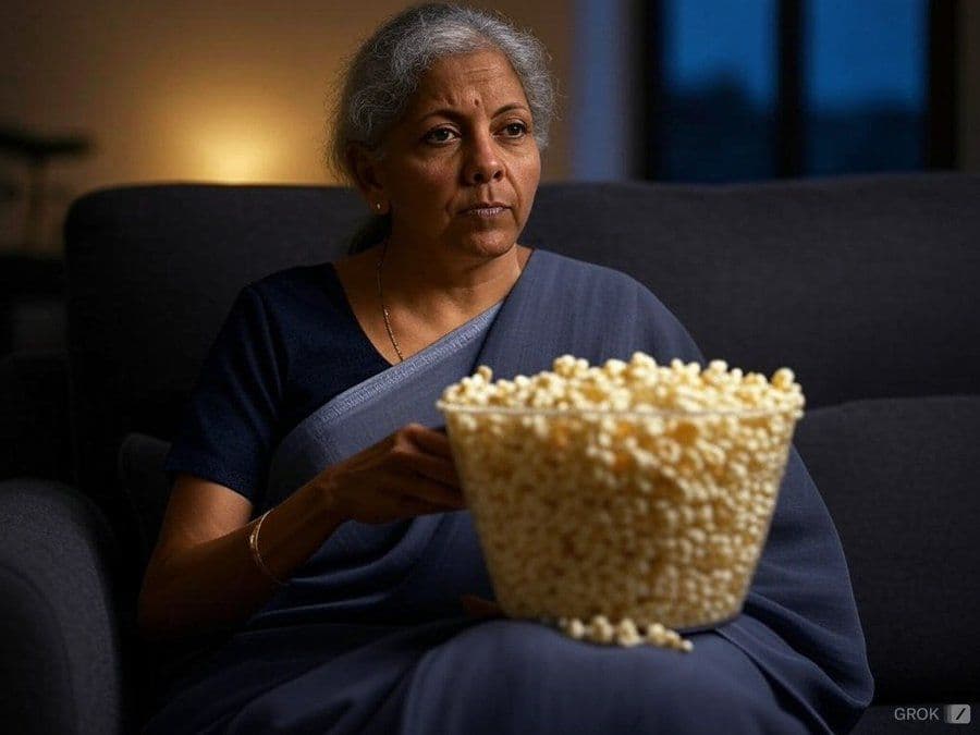 Nirmala Sitharaman AI Generated Popcorn eating image